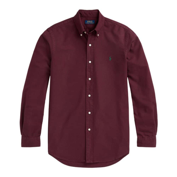 Polo Ralph Lauren Custom Fit Oxford Shirt for Men | Wine Red
