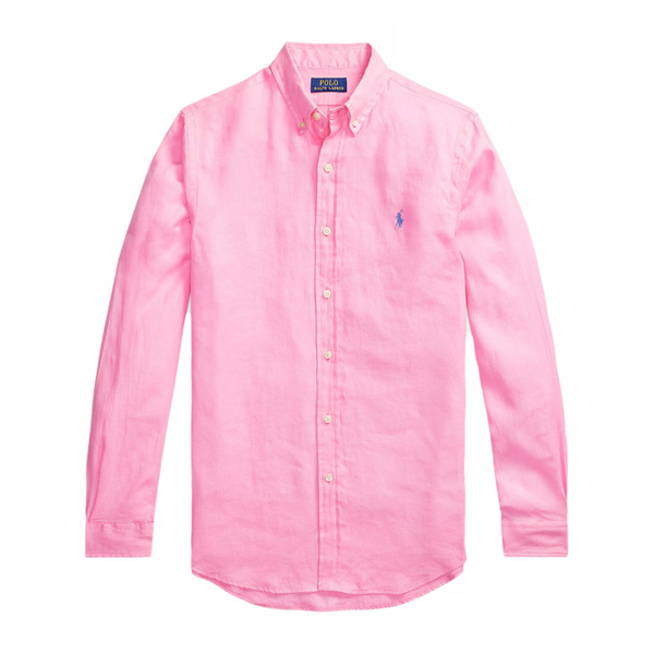 Polo Ralph Lauren Custom Fit Oxford Shirt in Linen | Pink |
